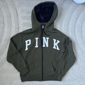 Victoria-s-secret Women's Green and Khaki Hoodie
